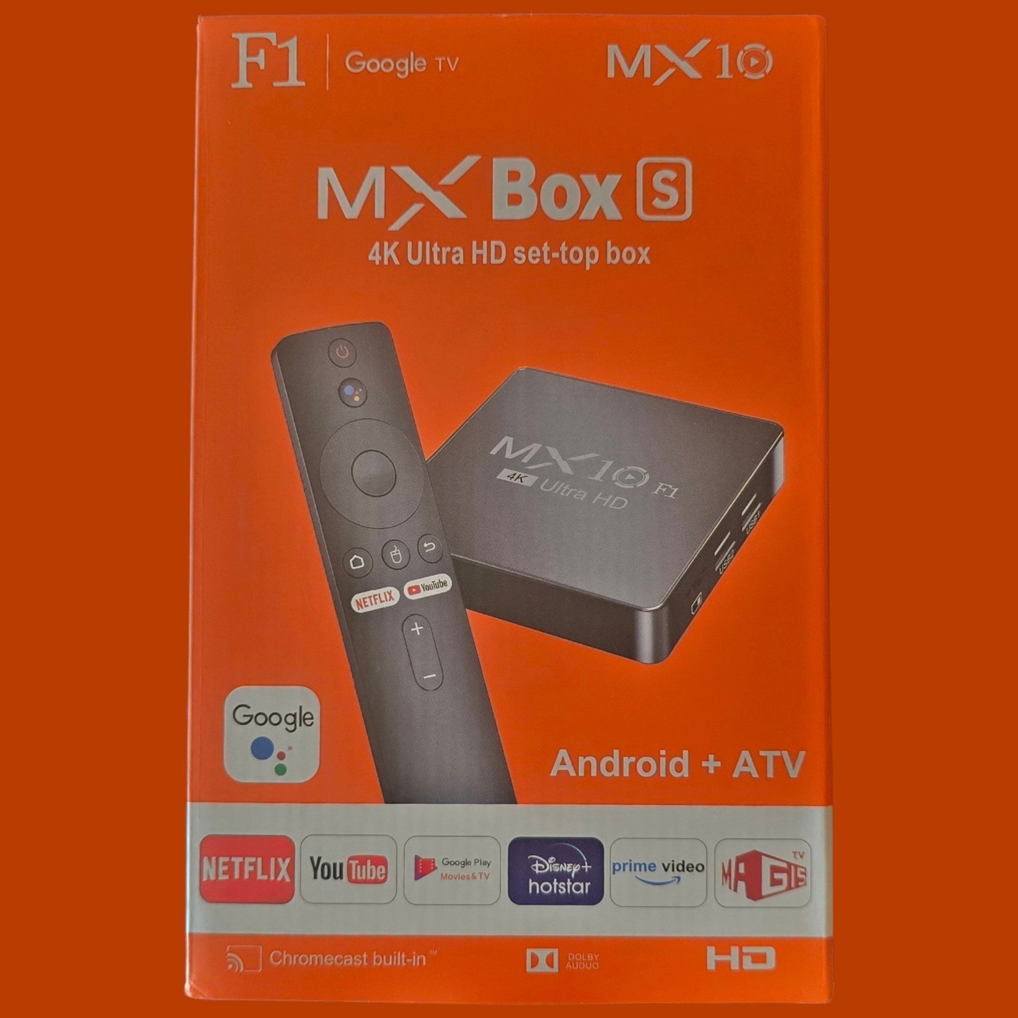 MX10 F1 Google TV Box 4K Ultra HD Android TV Smart Streaming Device